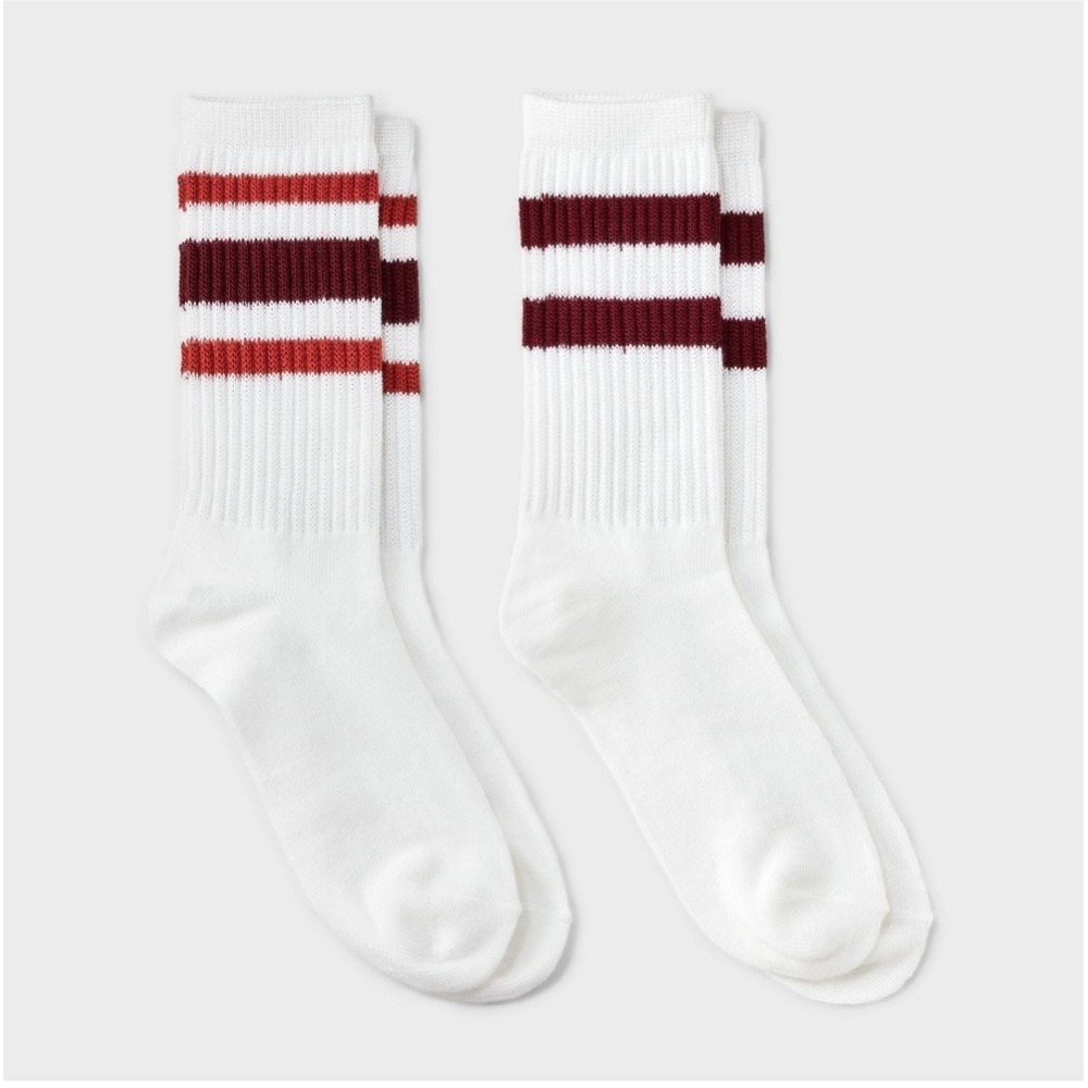 Art Class Girls 2 Pair striped Crew Socks Size S shoe size M 9-2.5